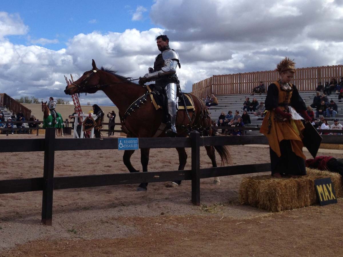 Renaissance Festival jousting knight on horseback